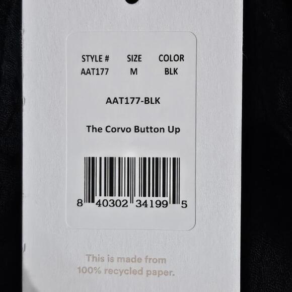 2/$50 Andie The Corvo Button-Up Cotton Gauze Top Black Size M | Lightweight - Picture 5 of 6